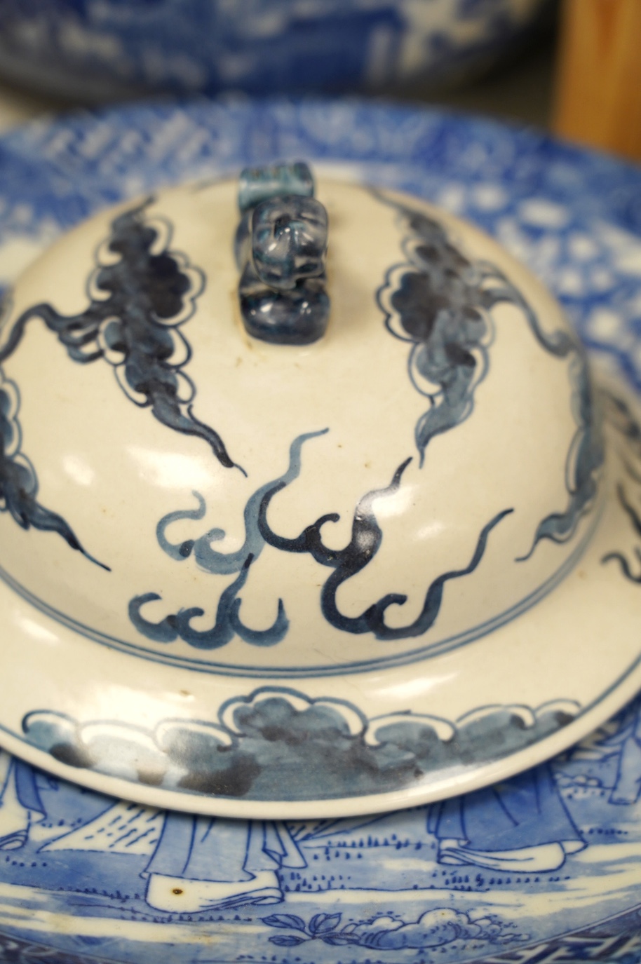 A group of oriental blue and white ceramics, tallest 24cm. Condition - varies